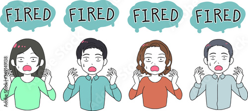 クビを言い渡される社員　FIRED　ギャグ調
