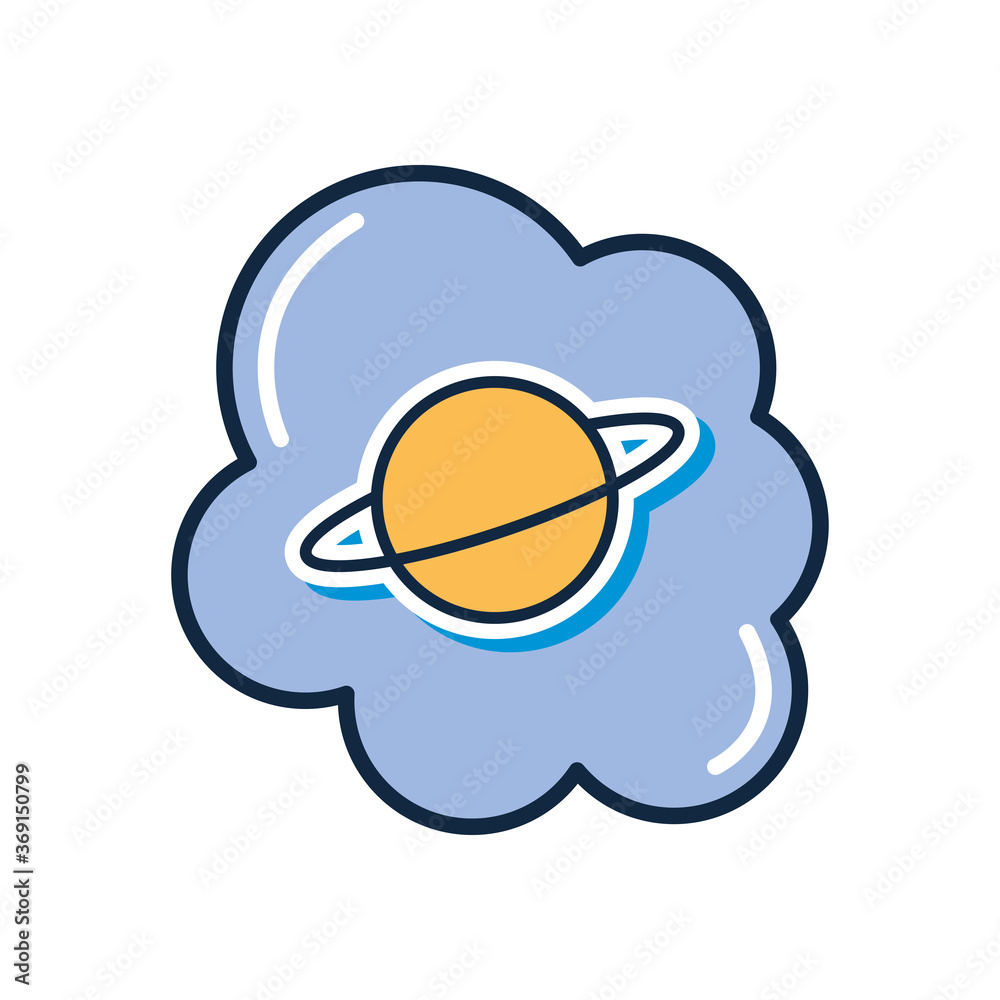 slang bubble concept, purple cloud with saturn planet icon, flat style slang bubble concept, purple cloud with saturn planet icon, flat style
