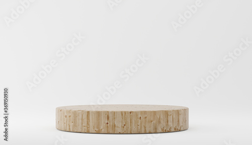 wood podiums on white background. Abstract pedestal scene with geometrical. Scene to show cosmetic products presentation. Mock up design empty space. Showcase, shopfront, display case,3d render