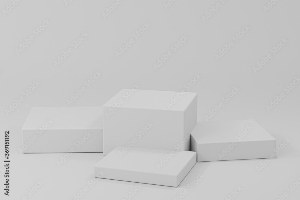 3d rendered illustration with geometric shapes. white four steps cube podium platforms for cosmetic product presentation. Abstract composition in modern style. mock up minimal design with empty space 3d rendered illustration with geometric shapes. white four steps cube podium platforms for cosmetic product presentation. Abstract composition in modern style. mock up minimal design with empty space