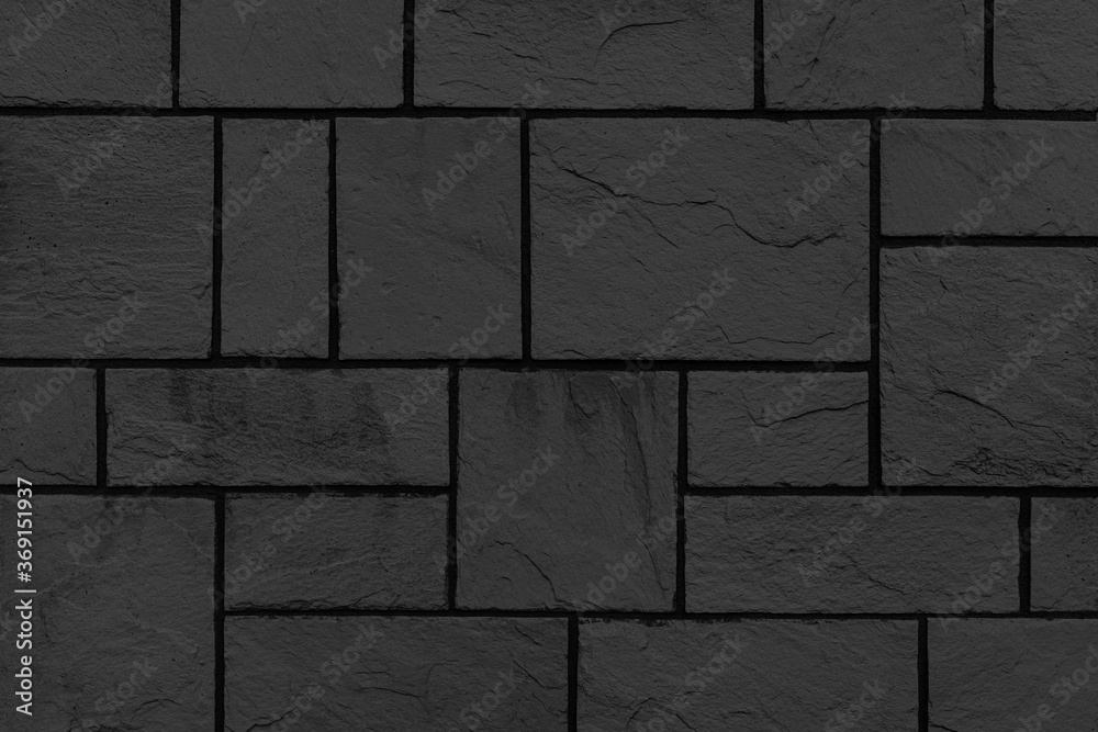Block pattern of black stone cladding wall tile texture and seamless ...