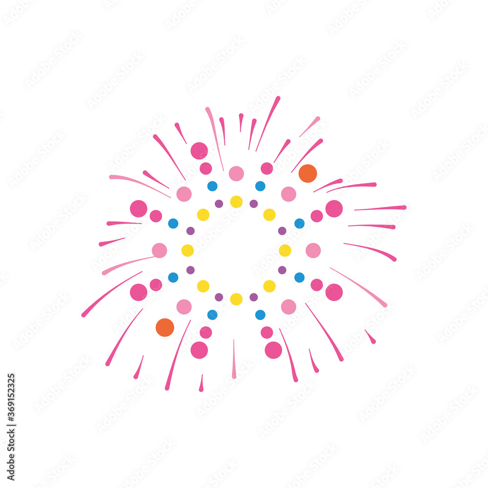 circles and striped firework explosion, flat style circles and striped firework explosion, flat style