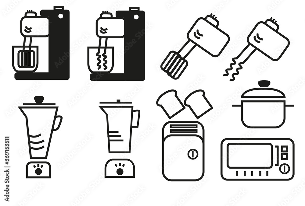 Fototapeta premium vector of equipment for making bread and cake icons fit for business and food icons
