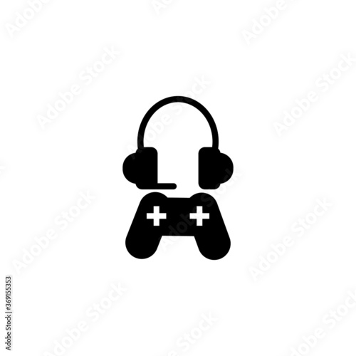 Game streaming icon in black flat glyph, filled style isolated on white background photo