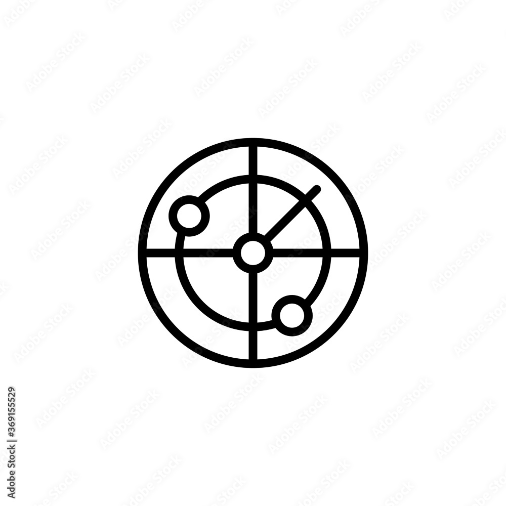 Radar Icon in black line style icon, style isolated on white background Radar Icon in black line style icon, style isolated on white background