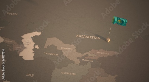 Flag on the map of kazakhst...