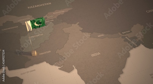 Flag on the map of pakistan...