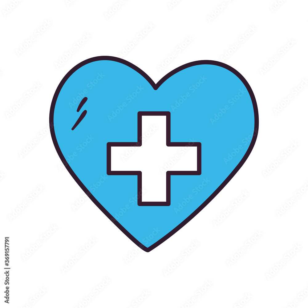 cross in heart line and fill style icon vector design cross in heart line and fill style icon vector design
