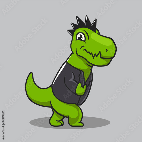Cute T-Rex Dino urban culture mascot design illustration