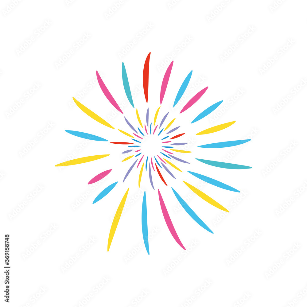 striped fireworks icon, flat style striped fireworks icon, flat style