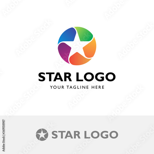 Colorful star logo vector in circle shape