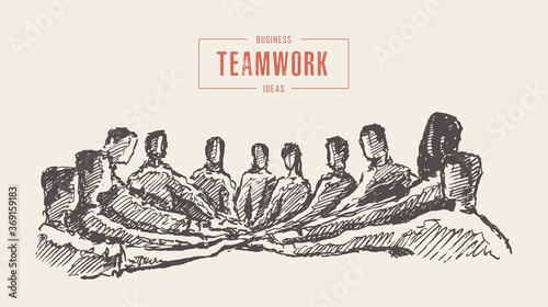People putting hand togetherness teamwork a vector