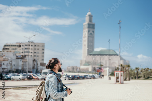 Male tourist at Hasan II mosque