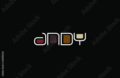 Andy Name Art in a Unique Contemporary Design in Java Brown Colors