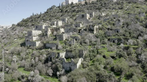 Jerusalem Entrance with Givat Shaul and Train Bridge, Aerial
Drone footage, Israel, Panorama
 photo