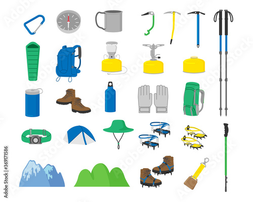 Mountain climbing goods illustration material