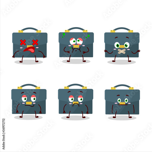 Briefcase cartoon in character with nope expression