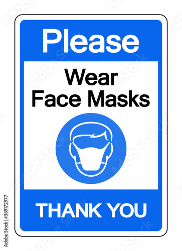 Please Wear Face Mark Thank You Symbol Sign,Vector Illustration, Isolated On White Background Label. EPS10
