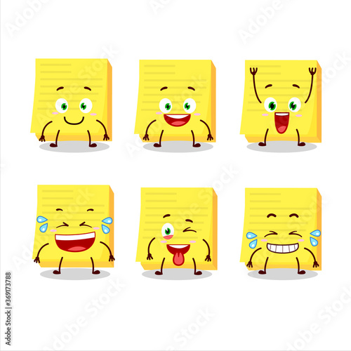 Cartoon character of sticky notes yellow with smile expression