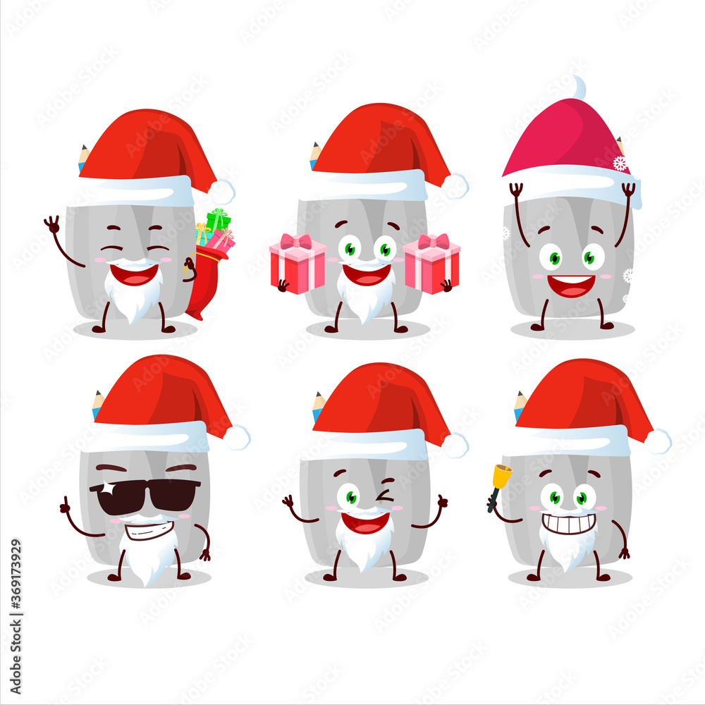 Santa Claus emoticons with glass of pencil cartoon character
