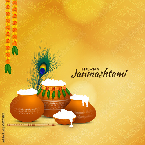 Happy Janmashtami Indian festival greeting background