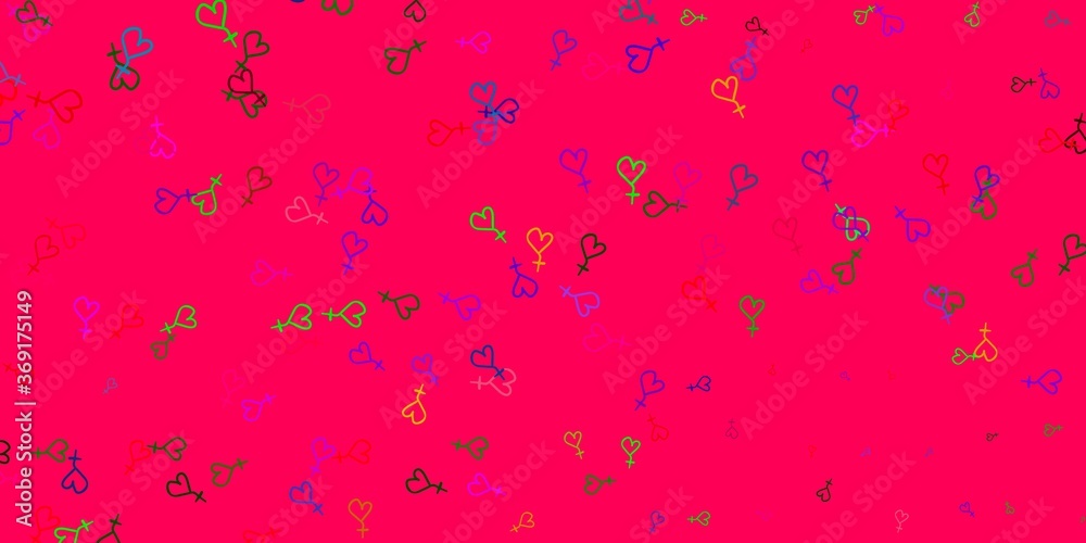 Light Pink, Green vector pattern with feminism elements.