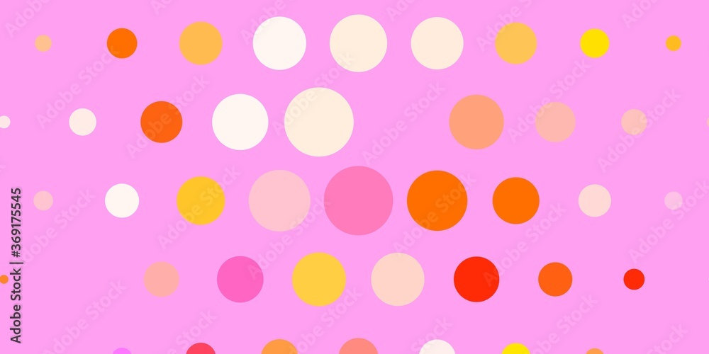 Light Pink, Yellow vector layout with circle shapes. Abstract decorative design in gradient style with bubbles. Pattern for business ads.
