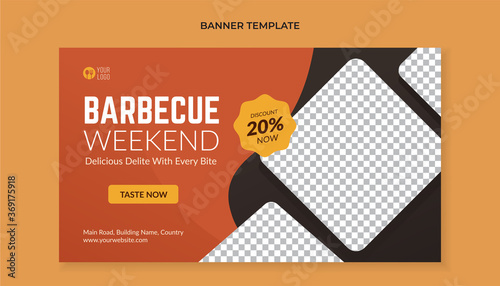 Barbecue weekend food banner template for restaurant and cafe