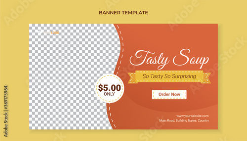 Tasty soup food banner template