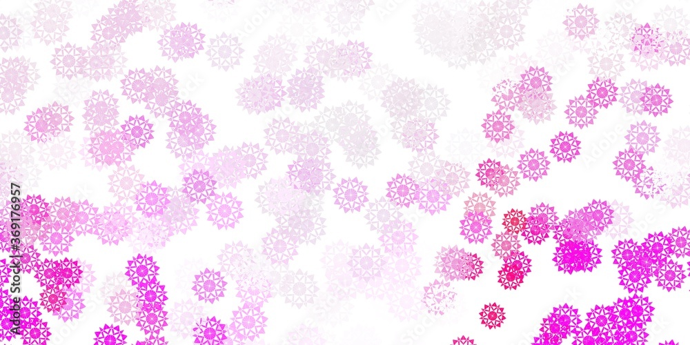 Light pink vector pattern with colored snowflakes.