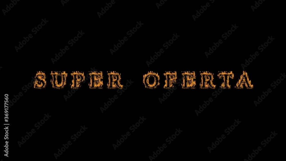 Super oferta fire text effect black background. animated text effect with high visual impact. letter and text effect. translation of the text is Hot Deal