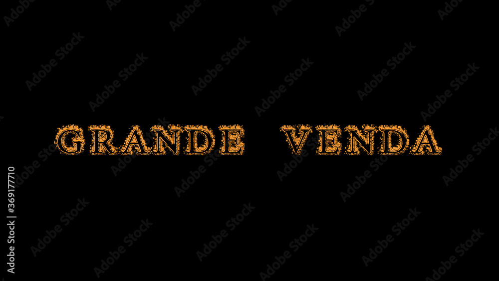 Grande venda fire text effect black background. animated text effect with high visual impact. letter and text effect. translation of the text is Big Sale