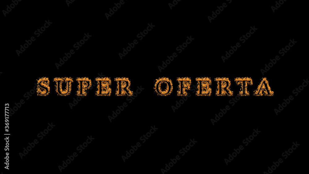 Obraz premium Super oferta fire text effect black background. animated text effect with high visual impact. letter and text effect. translation of the text is Hot Deal