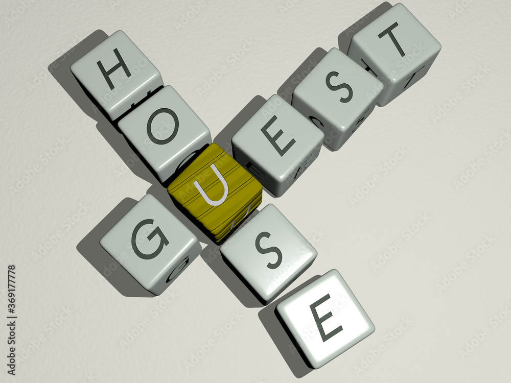 crosswords of GUEST HOUSE arranged by cubic letters on a mirror floor, concept meaning and presentation. hotel and illustration crosswords of GUEST HOUSE arranged by cubic letters on a mirror floor, concept meaning and presentation. hotel and illustration