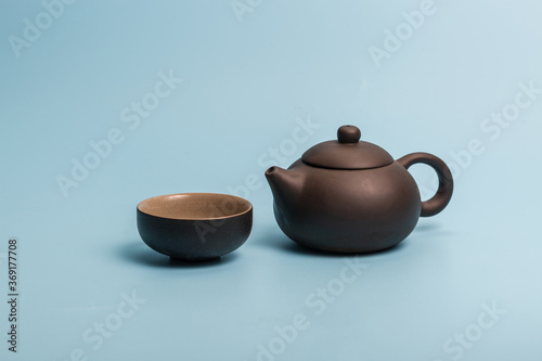 Chinese traditional teapot and tea set covered with tea stains 