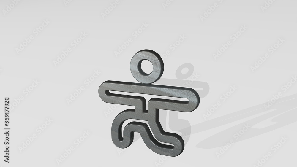 YOGA SHOULDER STRETCH casting shadow with two lights. 3D illustration of metallic sculpture over a white background with mild texture. woman and exercise YOGA SHOULDER STRETCH casting shadow with two lights. 3D illustration of metallic sculpture over a white background with mild texture. woman and exercise