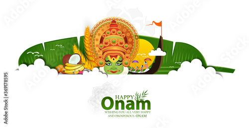  illustration of Happy Onam festival of South India-Kerala.
