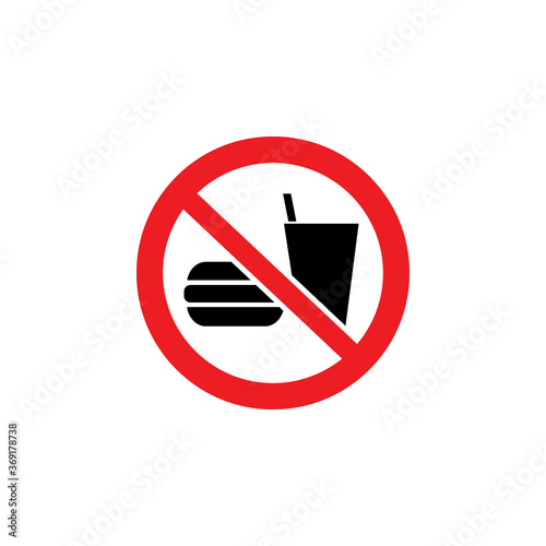 Bringing food and beverage is forbidden red sign vector illustration isolated.