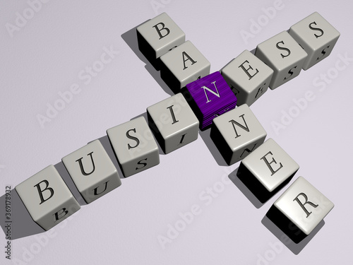 combination of business banner built by cubic letters from the top perspective, excellent for the concept presentation. illustration and background