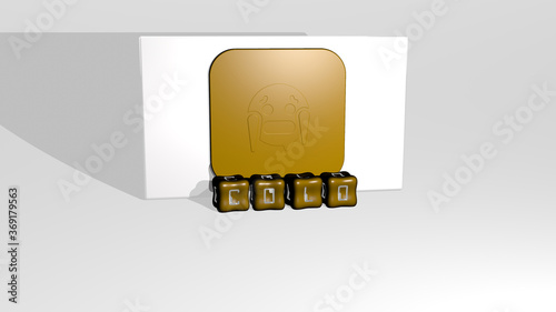 3D illustration of cold graphics and text made by metallic dice letters for the related meanings of the concept and presentations. background and winter