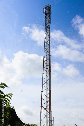 Mobile tower rising to the sky