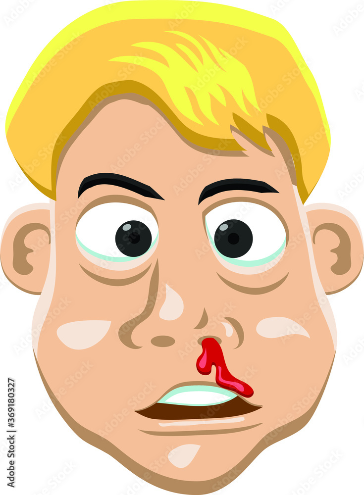 Obraz premium Cartoon character of a man with nose bleeding