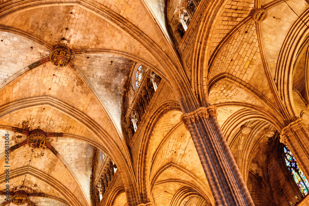 Gorgeous view of arched ceiling of Barcelona Cathedral, Spain Gorgeous view of arched ceiling of Barcelona Cathedral, Spain