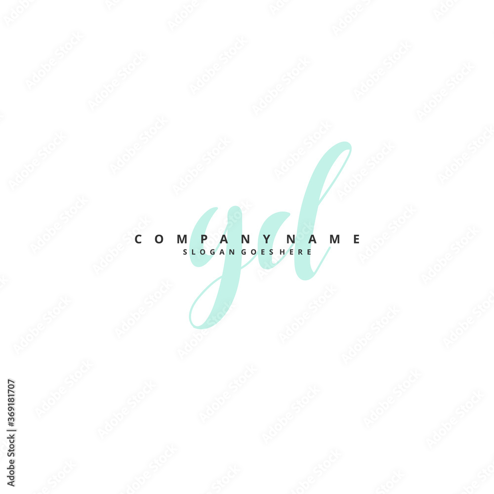 Fototapeta premium G D GD Initial handwriting and signature logo design with circle. Beautiful design handwritten logo for fashion, team, wedding, luxury logo.