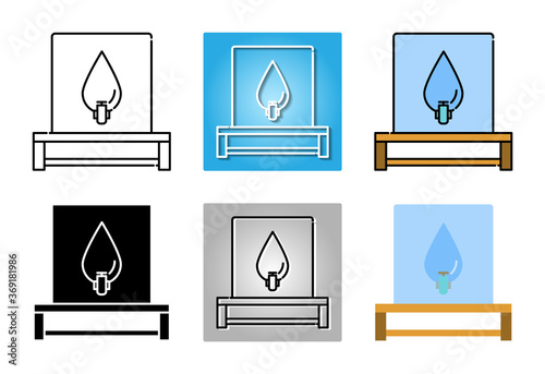 water tank for drink icon set isolated on white background for web design