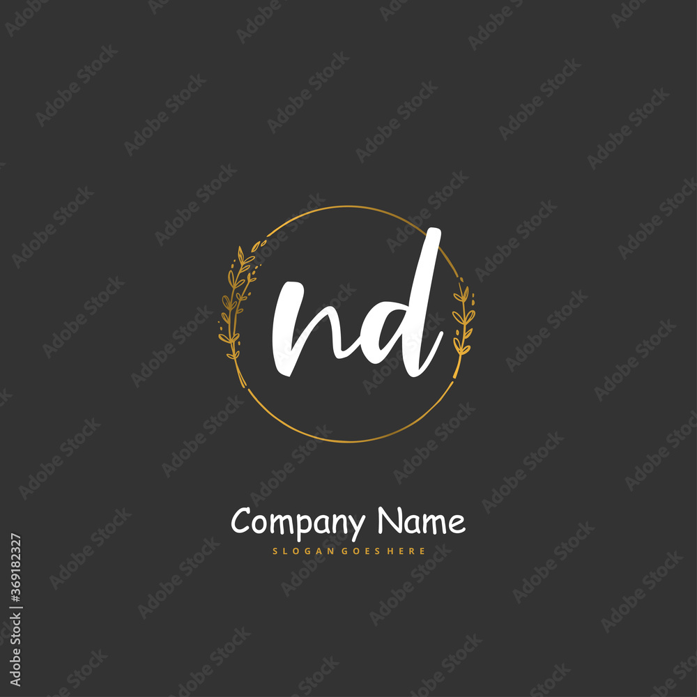 N D ND Initial handwriting and signature logo design with circle. Beautiful design handwritten logo for fashion, team, wedding, luxury logo. N D ND Initial handwriting and signature logo design with circle. Beautiful design handwritten logo for fashion, team, wedding, luxury logo.