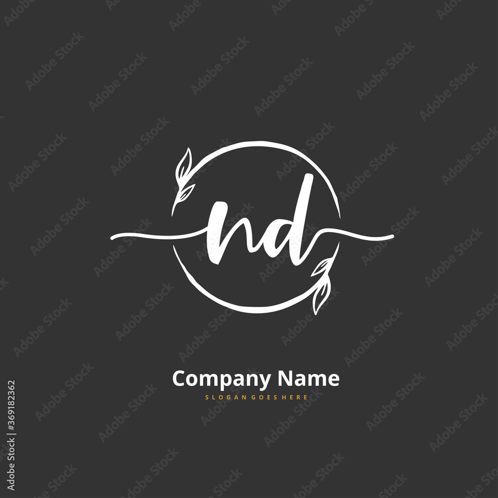N D ND Initial handwriting and signature logo design with circle. Beautiful design handwritten logo for fashion, team, wedding, luxury logo. N D ND Initial handwriting and signature logo design with circle. Beautiful design handwritten logo for fashion, team, wedding, luxury logo.