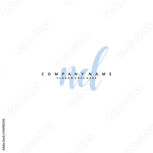 N D ND Initial handwriting and signature logo design with circle. Beautiful design handwritten logo for fashion, team, wedding, luxury logo.