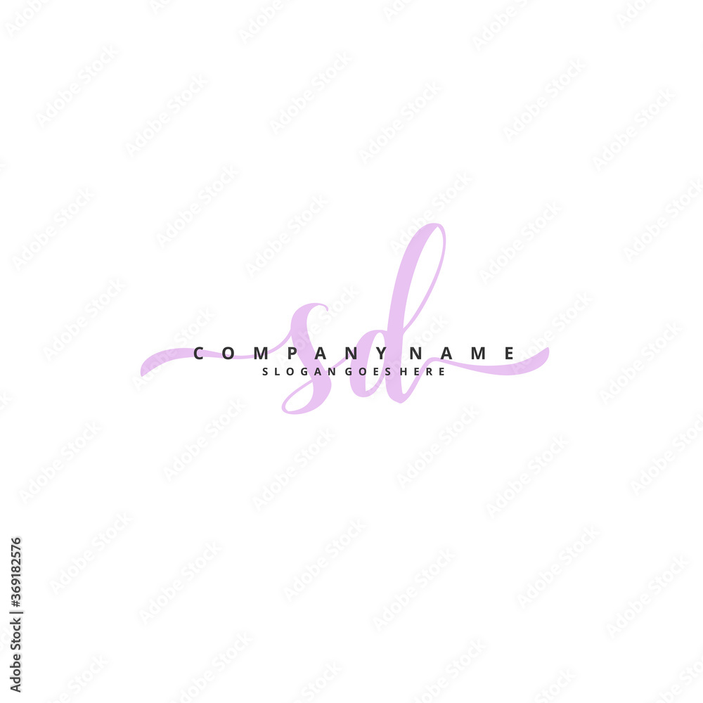 S D SD Initial handwriting and signature logo design with circle. Beautiful design handwritten logo for fashion, team, wedding, luxury logo.