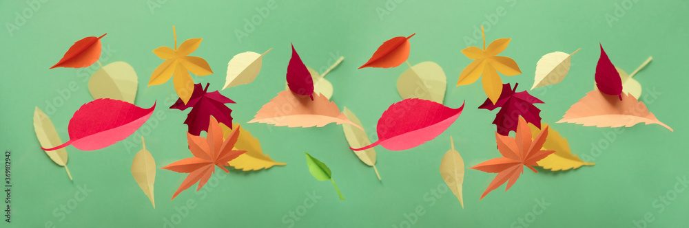 Leaves of paper fall red, orange, yellow leaf fall.